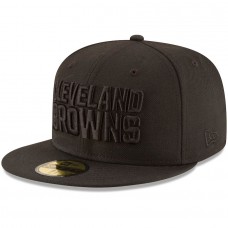 Men's Cleveland Browns New Era Black on Black 59FIFTY Fitted Hat 2265958